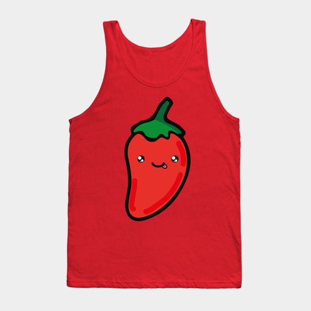 Adorable red chilli pepper kawaii Mexican spicy food cute hot sauce Tank Top by T-Mex